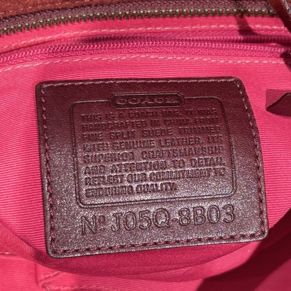 Coach 8B03 Burgundy Suede Hampton Bordeaux Tote - Picture 14 of 15